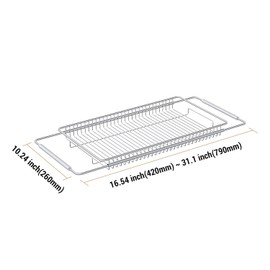 TABABAO Stainless Steel Extendable Dish Drying Rack - Over Sink, Vegetable & Fruit Rinse Rack, Foldable, Space-Saving, Premium 304 Stainless Steel