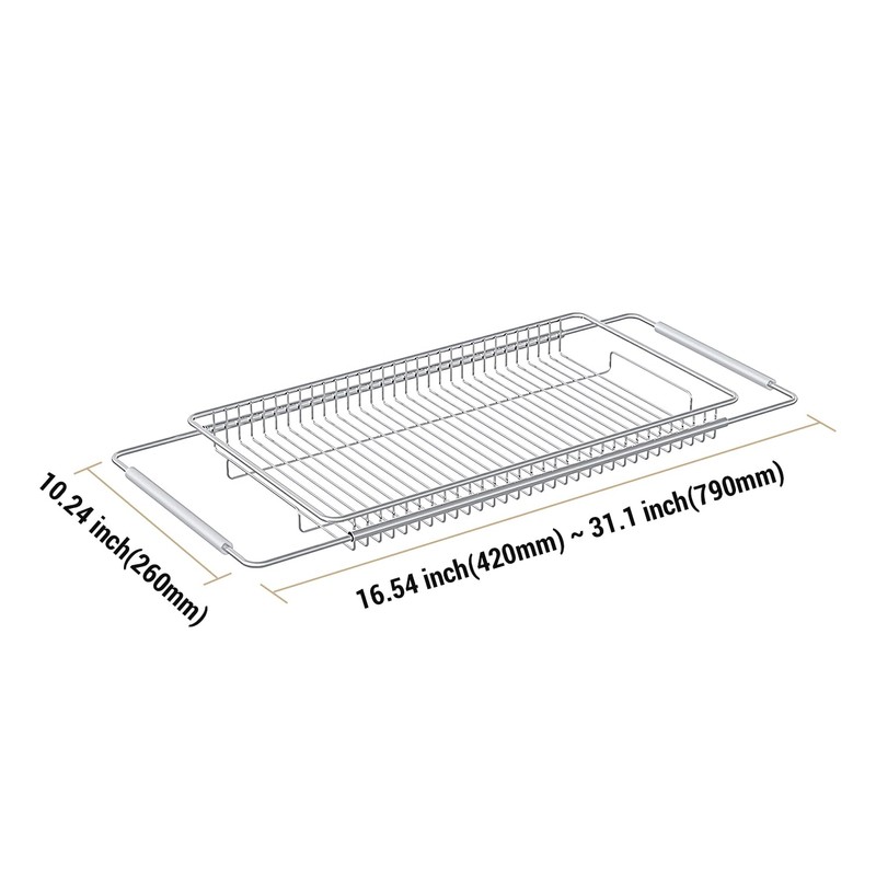 TABABAO Stainless Steel Extendable Dish Drying Rack - Over Sink,