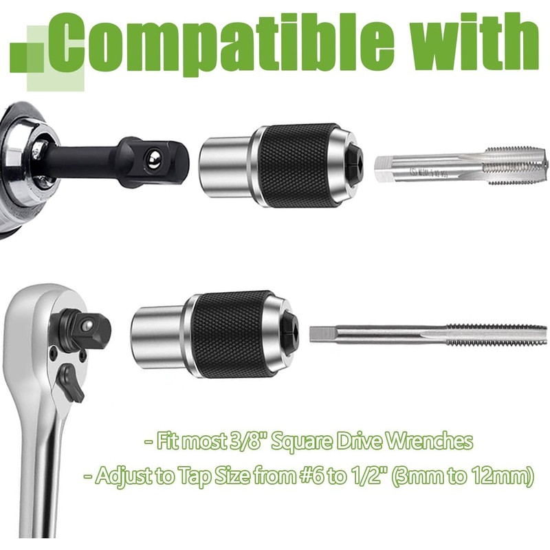 Bestgle 2-Piece Tap Socket Set, 3/8 Inch Drive Hand Tool,