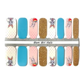 Glam Girl Nails Easter Bunny Sparkle Nail Polish Strips / Nail Wraps / Nail Stickers