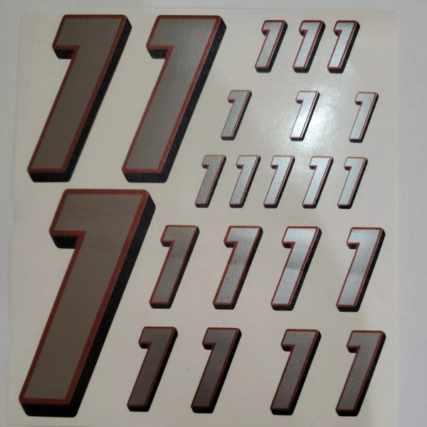 Unbranded Silver w/Red & Black #1's Racing Numbers Vinyl Decal