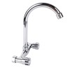 Wall Mount Kitchen Stainless Steel Smooth Surface 2 Handles Faucet