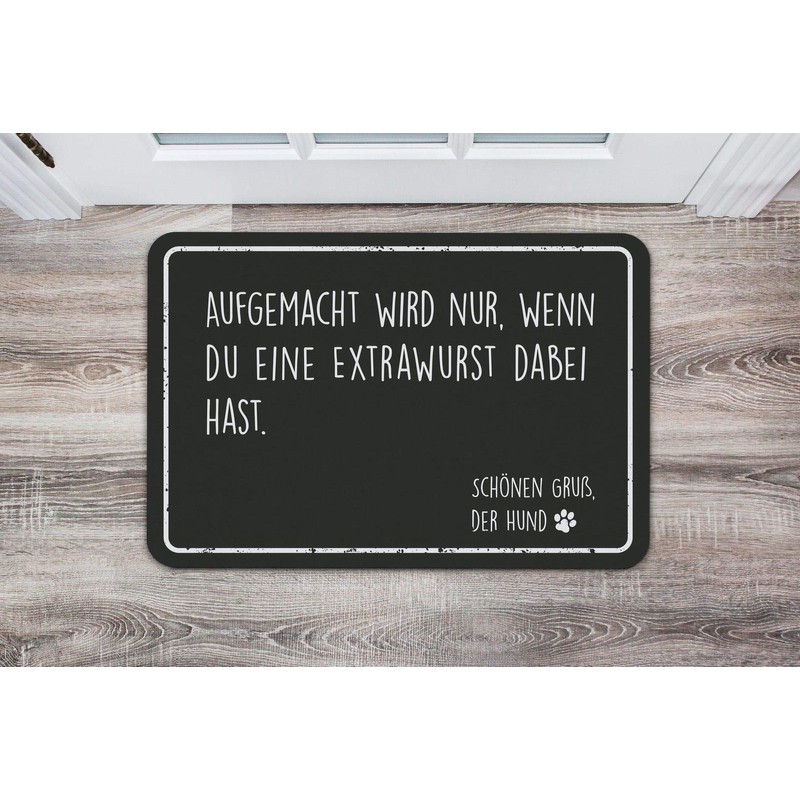 Tassenbrennerei Doormat with German Text "Aufgemacht Wird nur wenn du