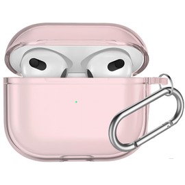 USTIYA Funda para AirPods 3 Case Carcasa,Airpods3 Funda Shock-Absorción TPU Transparente Cover (Rosa)