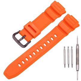 Resin Watch Strap Compatible with Casio Men's MCW100H WS220 Sport Waterproof Replacement Strap Orange Black Strap, Resin, No Gemstone