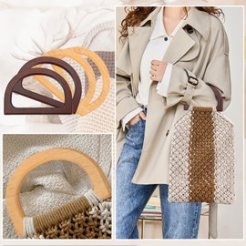 Bag Handles Wooden Pack of 6 D Shape Handbag Handle Replacement DIY Bag Handle Accessories for Handmade Beach Bag Handbags Purse