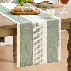 Artoid Mode - Camino de mesa rústico, color verde salvia, 13 x 90 pulgadas, tela de temporada, cocina, comedor, día festivo, boda, decoración de mesa para el hogar, fiesta en interiores