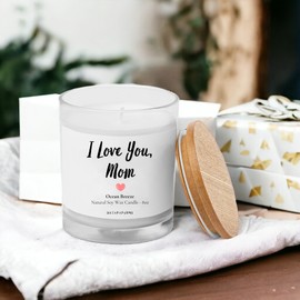 HatafaFurni Scented Candle Gift for Mom from Son, Daughter - I Love You Mom Candle - Mother's Day Gift, Thanksgiving Birthday Christmas Wedding Gifts for Mom - Ocean Breeze Soy Wax Candles - 8oz