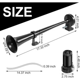 Horn Kit, 12V 150db Car Air Horn Super Loud 2 Trumpet Train Horn Kit with Compressor for Trucks Lorrys Trains Boats Jeep SUV or Vans (Black-2)
