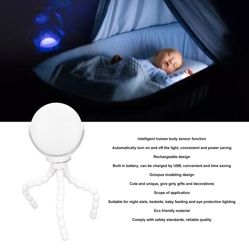 Cute Night Light Rechargeable Safe Smart Body Sensor Night Light