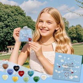 Pack of 30 Party Bags Communion Favours, 10 x Lucky Charm Heart with Fish, Lucky Stones for Children Adults, Lucky Stones as Party Bags, Children's Birthday / Guest Gift Christening / Guest Gifts