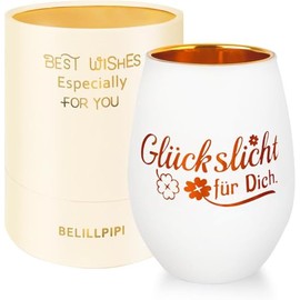 Glückslicht Windlicht mit Gravur, Personalisierte Kerze,Glückskerze Teelichthalter aus Glas - Gravierte Geschenke Frauen, Geburtstag, Weihnachten, Taufe und Konfirmation