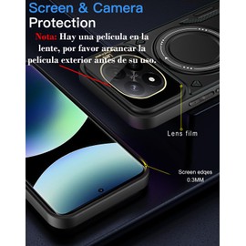 QWYJ YD Funda for Redmi Note 14 Pro 4G(No para 5G) Case Uso Rudo Protector Lente Cámara Soporte Giratorio Magnético Carcasa,para Redmi Note 14 Pro 4G(No para 5G) Funda(Negro)