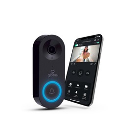 Heath Zenith Wired Smart Video Doorbell, Black, Plastic, 2-Way Audio, Night Vision, Wi-Fi, 1080p, Motion Detection