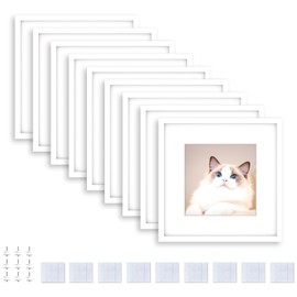 Happy Reunion 8x8 Picture Tiles | Mix Tiles Picture Frames Stick on Wall | Photo Tiles Peel and Stick Picture Frames as Gallery Wall Frame Set (White - 9 Pcs)