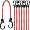 Heavy Duty Bungee Cords with Carabiner Hooks: 18”(45.7cm) Red Elastic