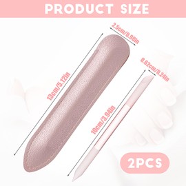 2 Pcs Glass Cuticle Pusher, Dual Ended Cuticle Remover Tool, Cuticle Trimmer Manicure Stick with Leather Case, Fingertip Precision Filing Cuticle Remover Tools for Nail Salons, Home