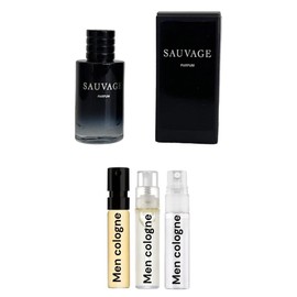 In1mart Set 3 Cologne Sample Travel Size for Men- 1 Sauvage MINI Size Dabber 10ml/ .34 fl.oz and 3 Random Designer Fragrance Brands Spray Vials