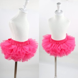 HOOLCHEAN Infant Toddler Baby Girls Super Soft Fluffy Tutu Skirt and Headband Set with Diaper Cover Bloomer Hot Pink 4, 0-6 Months