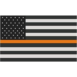 Subdued American Flag Thin Orange Line Search and Rescue Sticker (12" x 7.2")