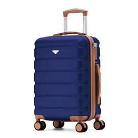 Flight Knight Suitcase 22x14x9 Carry On Hardside With Built In TSA Lock & USB Port Lightweight Luggage Silent Double Spinner Wheels Maximum Carry-On Bag Size For American & United Approved Airlines