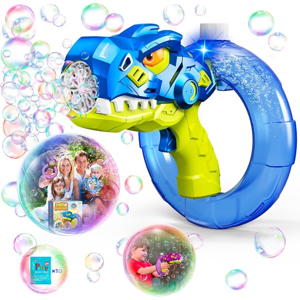 Cmiolacuna Dinosaur Bubble Machine Gun for Kids: Rechargeable Bubble Maker