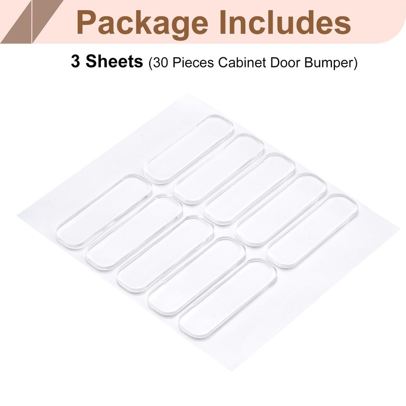 uxcell 30Pcs Cabinet Door Bumper, Quiet Clear Door Slam Stopper