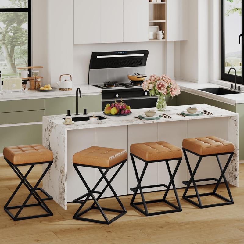 Andeworld 26" Counter Height Bar Stools Set of 2- Backless