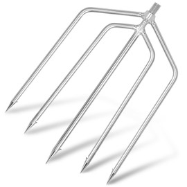 KOMCLUB Fishing Harpoon 5-Prong Stainless Steel Fishing Gaff Hooks Barbed Diving Spears for Fishing Pole Hook Prong Harpoon for Hunting Fish Frog in Pond River Lake