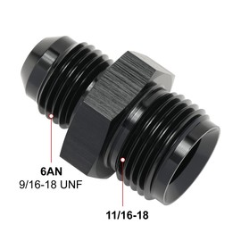 Podavelle 6AN Male to 11/16-18 Inverted Flare Adapter Fitting Connector Aluminum Black