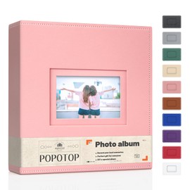 Popotop Photo Album 4x6 300 Pockets with Leather Hardcover Cover, Small Photo Album Holder Book with 50Pcs Pages for Family Travel Wedding Baby Gifts