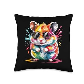 Hamster Colorful Watercolor Hamster Sunglasses for Men Women Throw Pillow