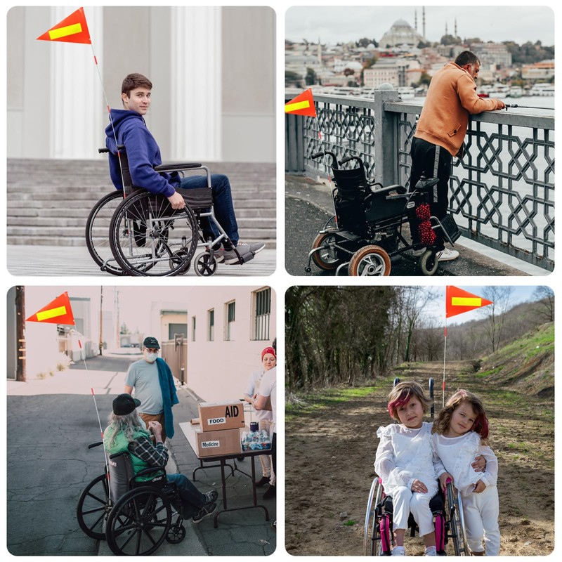 RAXCONN Wheelchair Safety Flag, Bicycle Safety Flag, Polyester Full Color
