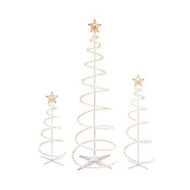 WWL Set of 3 - Light-Up Spiral String Holiday Christmas Trees with 170 Clear Lights, 6, 4, and 3 Feet Tall