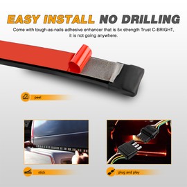 GOOACC Truck Tailgate Light Bar 60" Triple Row 504 LED Strip 6 Function with Red Running Brake Amber Turning Signals Strobe White Reverse Lighting