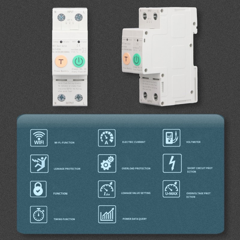 WiFi Circuit Breaker Parameters Adjustable Leakage Protection Data Display Remote