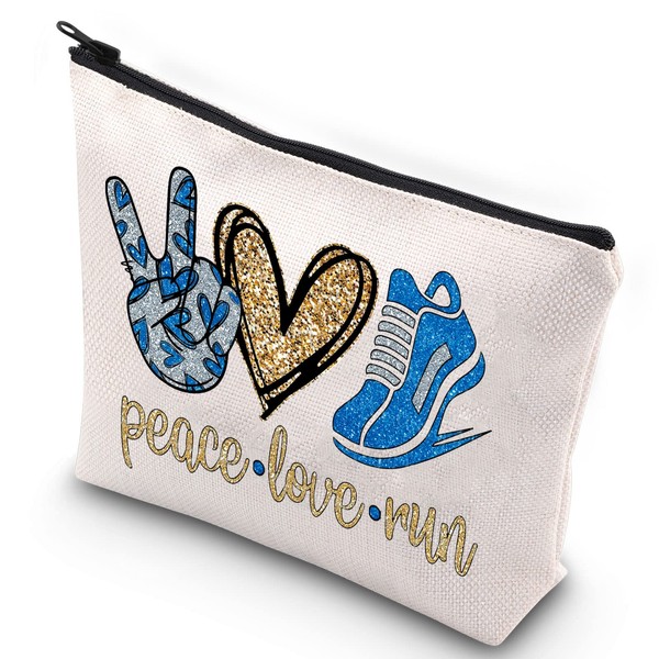 WZMPA Running Lover Cosmetic Bag Runner Gift Peace Love Run Makeup Zipper Pouch Bag For Cross Country Running (Peace Run)