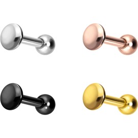 PIERCINGLINE Titanium Ear Piercing with Internal Thread Flat Disc Piercing Ear Helix Tragus Lobe Choice of Colours and Sizes, Titanium