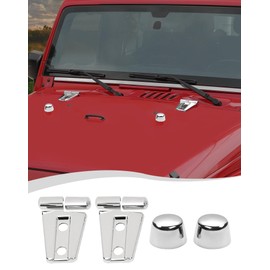 Hoolcar Hood Hinge Cover & Engine Hood Rubber Head Cover Trim Compatible with Jeep Wrangler JK JKU 2007-2017, Exterior Accessories, Chrome