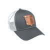 Oliver Tractor Hat with Leather Emblem, Gray/White Mesh