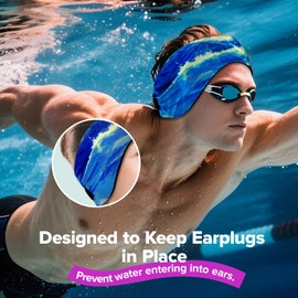 HeySplash Swimming Headband, Elastic Neoprene Swimming Earplugs Kids Ear Plugs Ear Band Swimmer Protection, EarGuard & Hair Guard for Kids Adult, Keep Water Out, Hold Earplugs in, Large, Blue Surfing