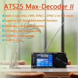 SI4732 ATS25 Max-Decoder II Shortwave Radio Receiver with Four New Modes CW, RTty Decoding, WiFi, BT and Four Audio Spectrum, HI-Z, Support AM FM RDS LW MW SW SSB DSP, Suitable for Camping etc.