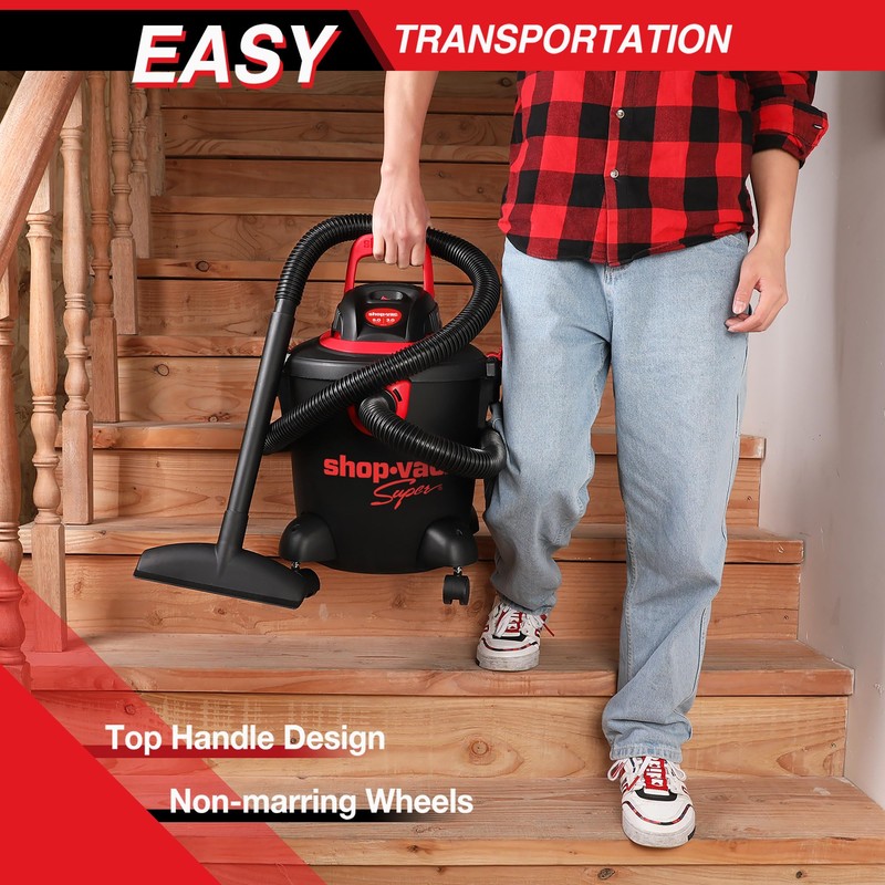 Shop-Vac 2035089 Wet/Dry Vacuum Cleaner, 5 Gallon, 3.0 Peak HP,