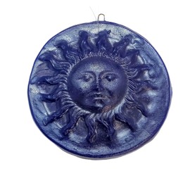 Sun Face Window Suncatcher Window Art Decor Blue Glass Handmade