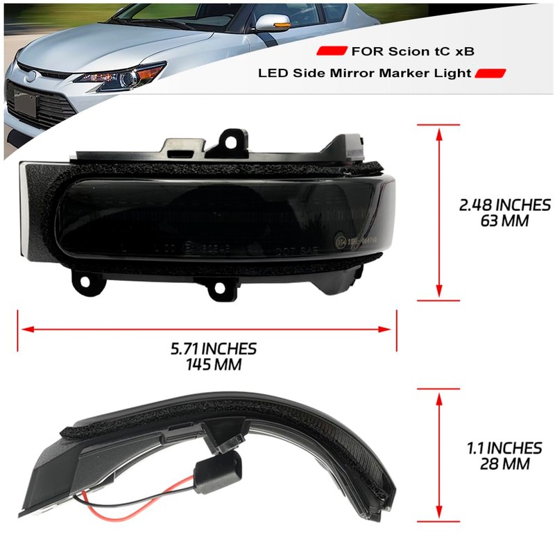 NSLUMO Sequential Amber Led Side Mirror Turn Signal Lights for