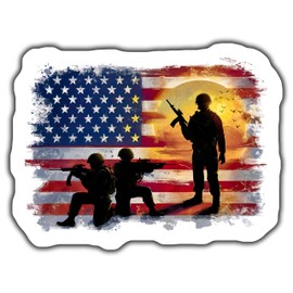 Patriotic American Soldier Sticker, Military USA Flag Decal, Armed Forces Vinyl Graphic, Remembrance Sticker, Independence Day Decor - 5-Inch Sticker - 2-Pack - CCSTICKER00233
