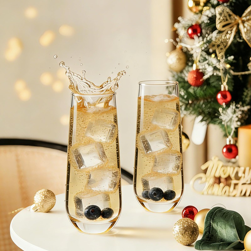 Ufrount Stemless Champagne Flutes Set of 16, 9.5 oz Champagne