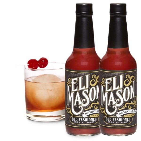 Eli Mason Old Fashioned Cocktail Mixer - All-natural Old Fashioned Cocktail Syrup - Uses Real Cane Sugar & Proprietary Blend Of Cocktail Bitters - USA Made, Small Batch Cocktail Mixes - 2 x 20 Ounces