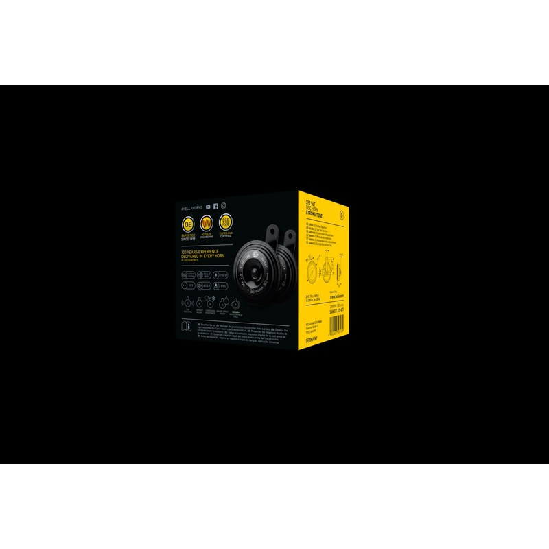 HELLA 011225871 Black 92mm 12V BX Disc Horn Kit (Universal