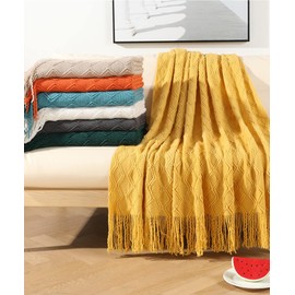 Sofa Cover, Multi Cover, Rug, Carpet, Multi Rug, Mat, Blanket, 48 x 74 inches (122 x 188 cm) (Including Fringe), Multi Cover for Throw Sofa (Yellow)